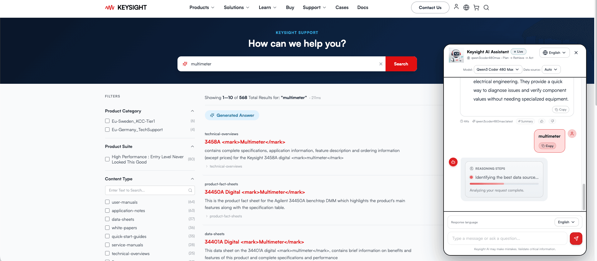 Keysight AI-Powered Support Search